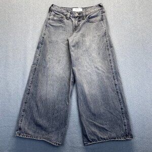 Hollister Jeans Womens W25 Short Black Denim Low Rise Super Baggy Wide Leg